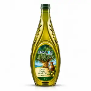 PACTEK Extra Virgin Olive Oil – 1 L Embossed Oval Bottle